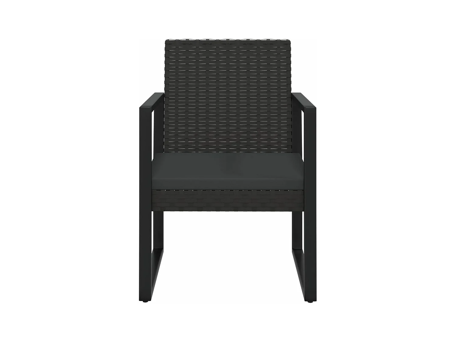 3-delige Loungeset met kussens poly rattan zwart