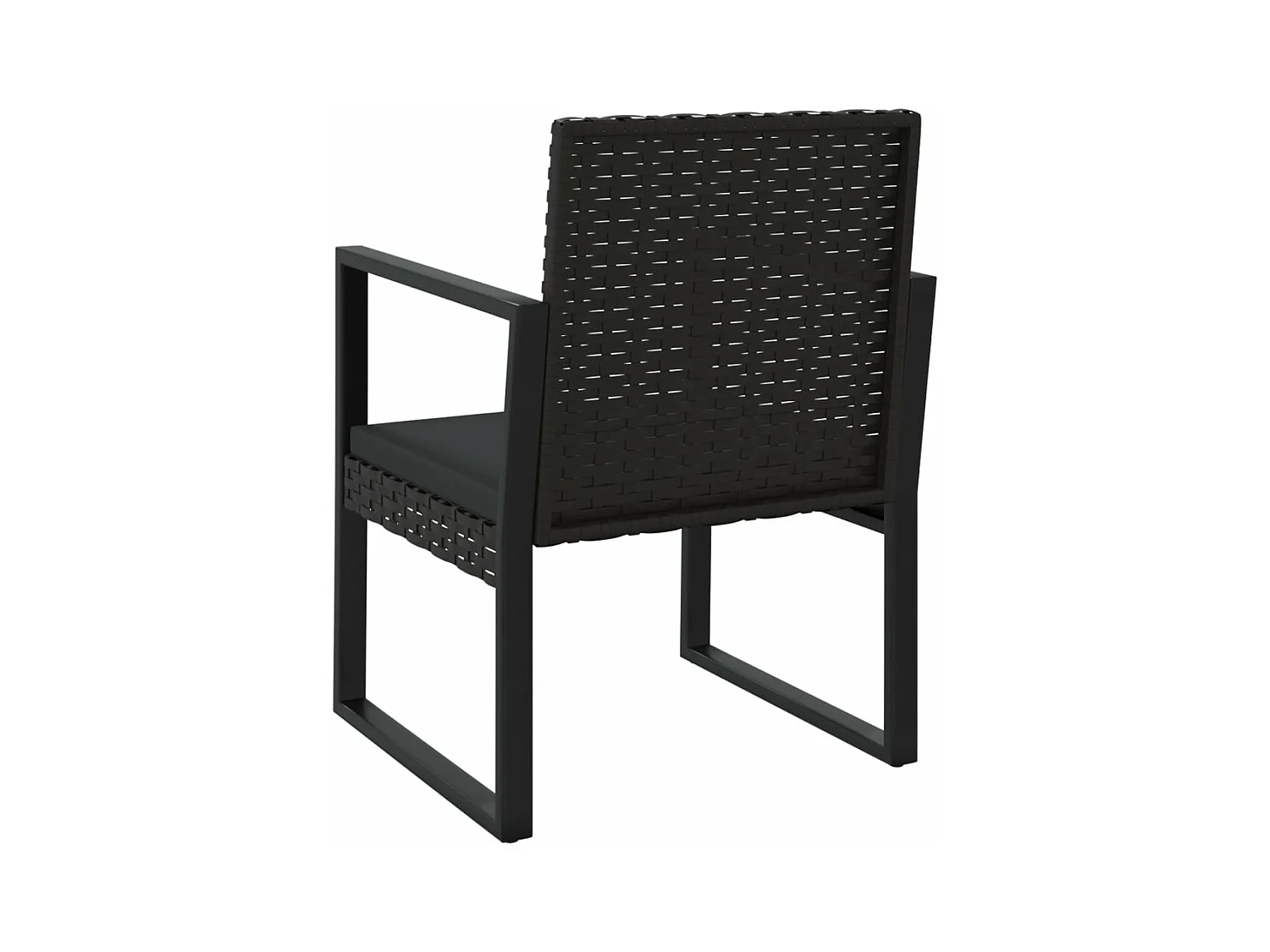 3-delige Loungeset met kussens poly rattan zwart