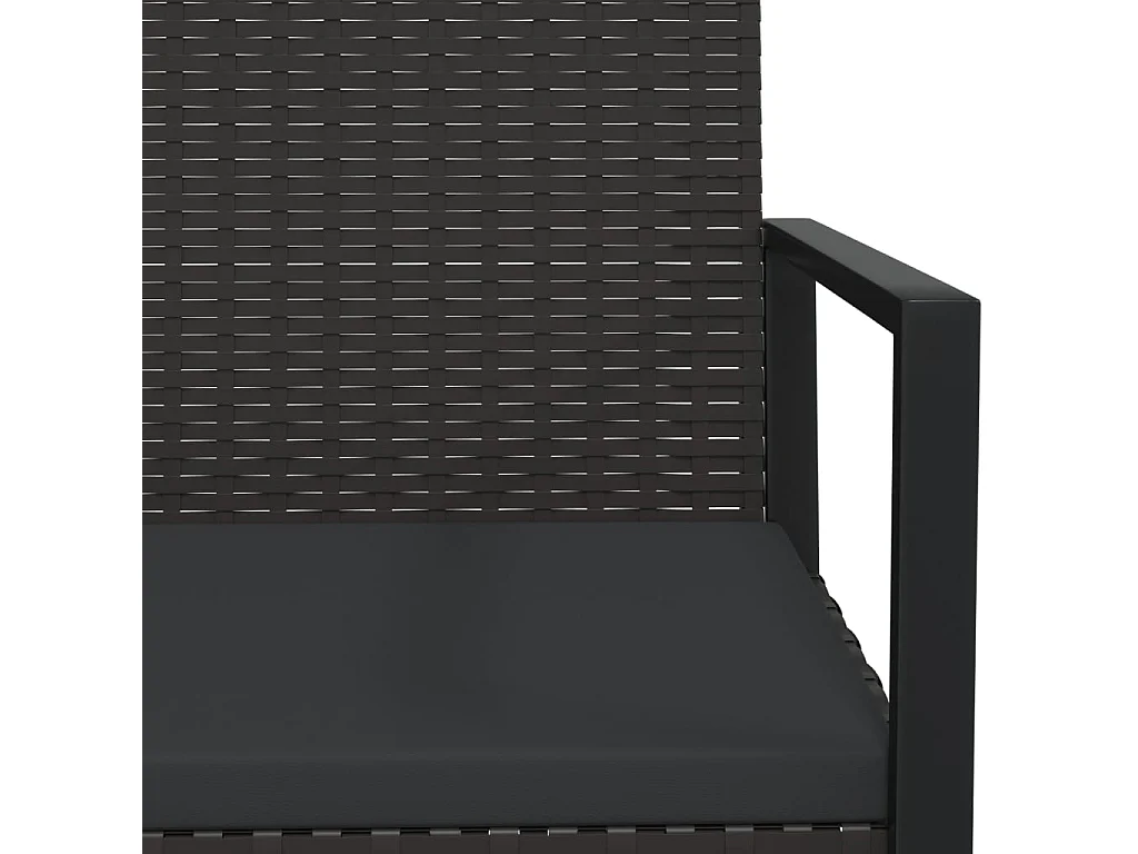 3-tlg. Garten-Lounge-Set mit Kissen Schwarz Poly Rattan