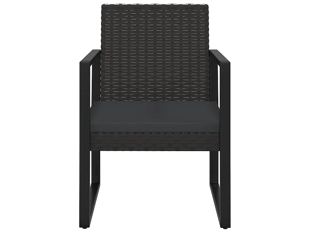 3-tlg. Garten-Lounge-Set mit Kissen Schwarz Poly Rattan