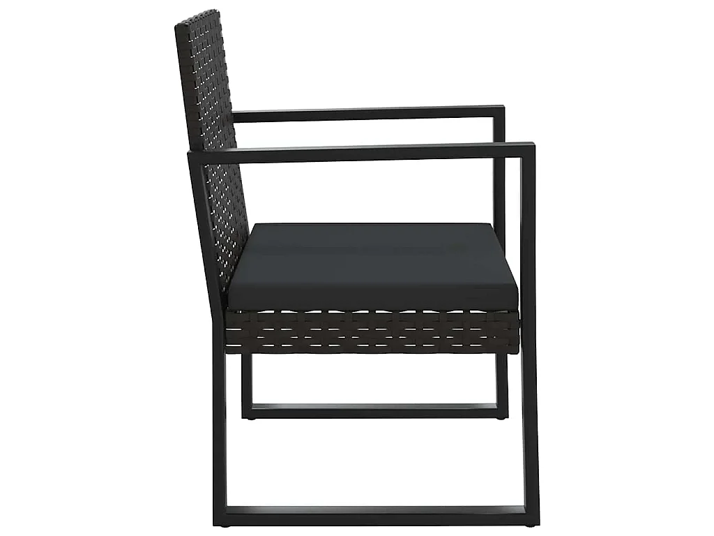 3-tlg. Garten-Lounge-Set mit Kissen Schwarz Poly Rattan