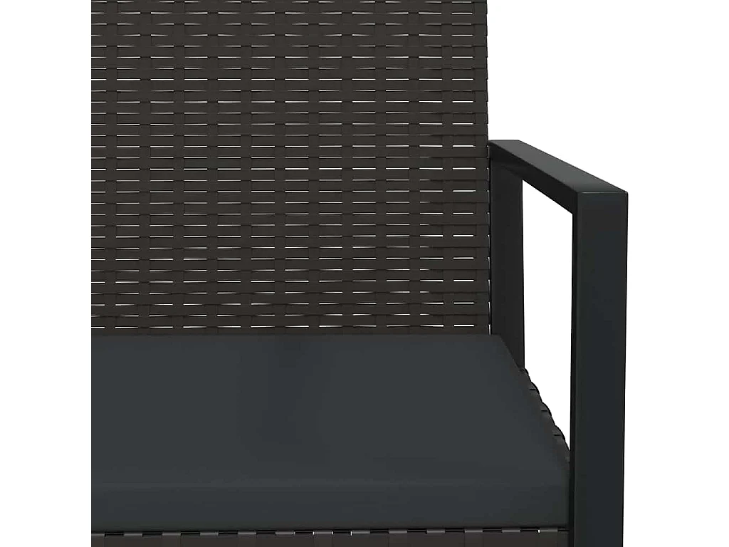 3-tlg. Garten-Lounge-Set mit Kissen Schwarz Poly Rattan