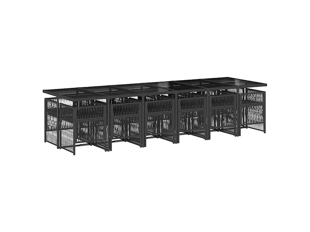 Ensemble à manger de jardin 13 pcs coussins noir résine tressée