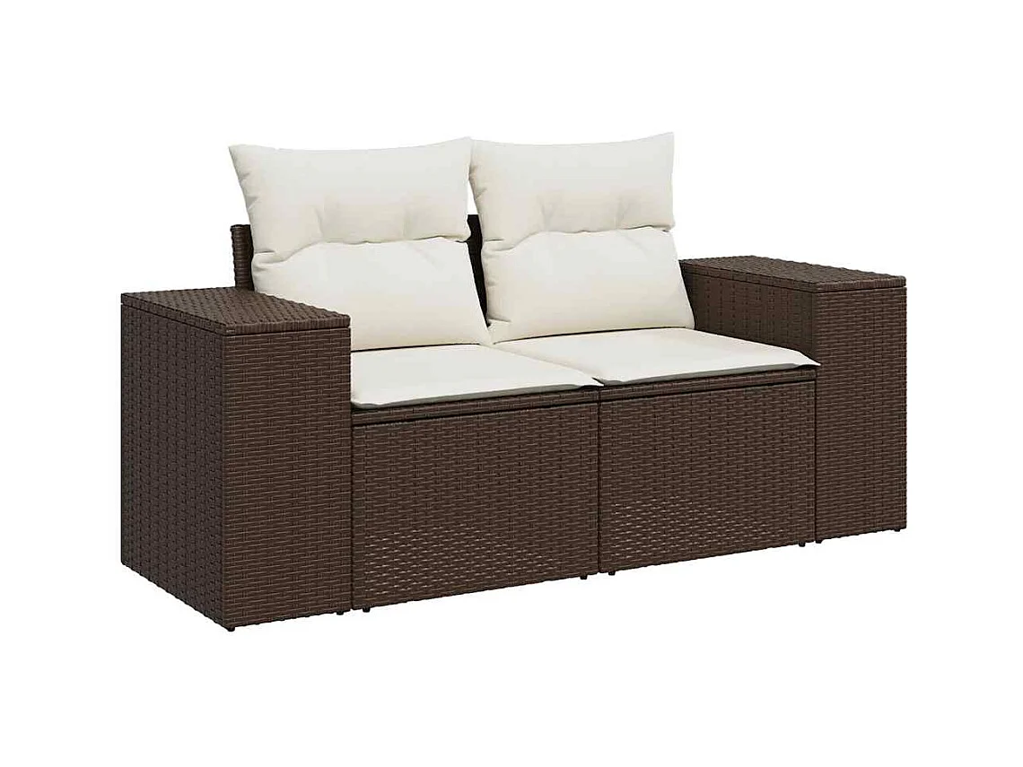 6-tlg. Garten-Sofagarnitur mit Kissen Braun Poly Rattan