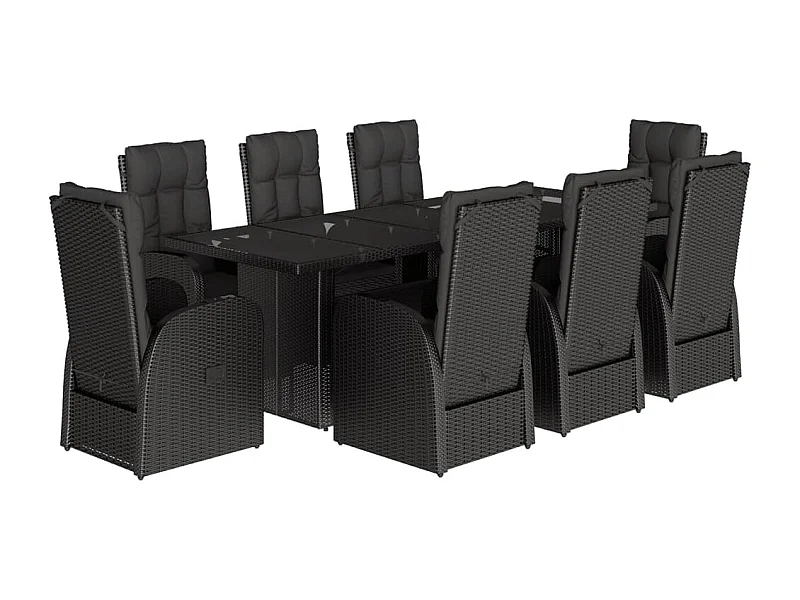 9-delige Tuinset poly rattan zwart