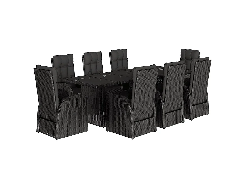 9-delige Tuinset poly rattan zwart