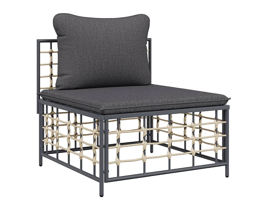 5-delige Loungeset met kussens poly rattan antracietkleurig