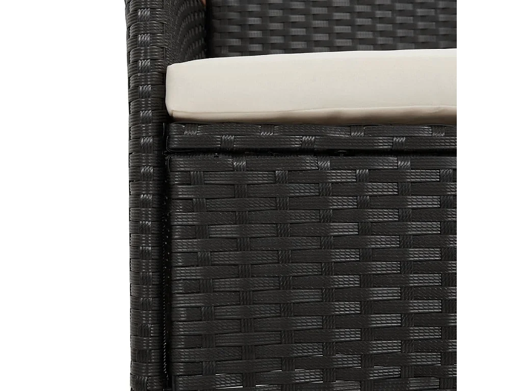 11-tlg. Garten-Essgruppe mit Kissen Schwarz Poly Rattan