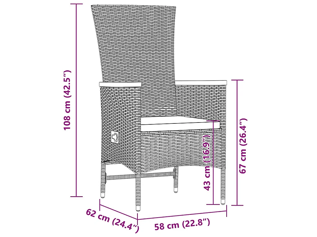 11-tlg. Garten-Essgruppe mit Kissen Schwarz Poly Rattan