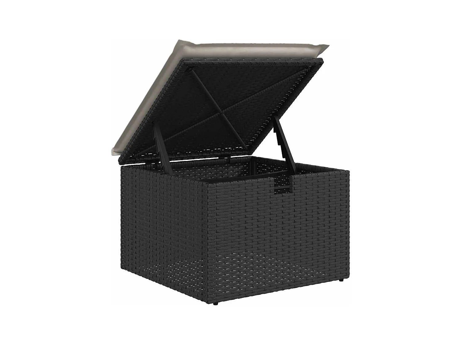 Salon de jardin 4 pcs avec coussins noir résine tressée