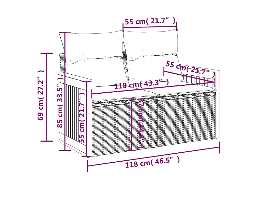 4-tlg. Garten-Sofagarnitur mit Kissen Schwarz Poly Rattan