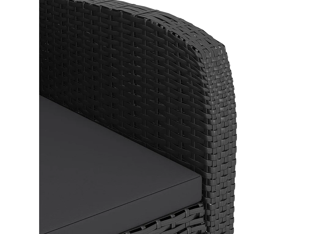 11 pcs conjunto jantar exterior com almofadões vime PE preto