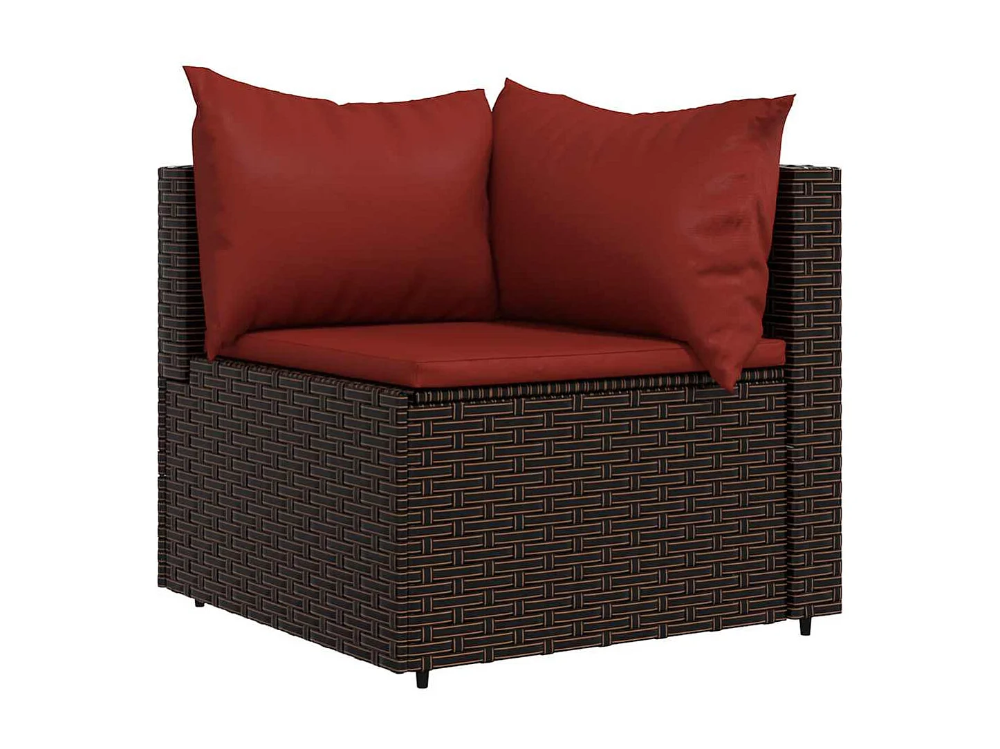 Salon de jardin 4 pcs avec coussins Marron Résine tressée