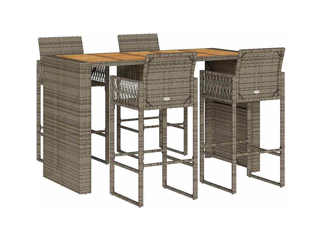 Ensemble de bar de jardin 5 pcs sans coussins gris poly rotin