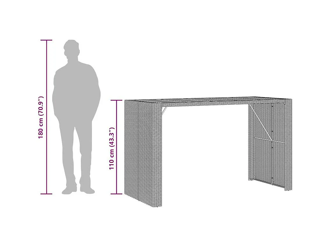 Ensemble de bar de jardin 5 pcs sans coussins gris poly rotin