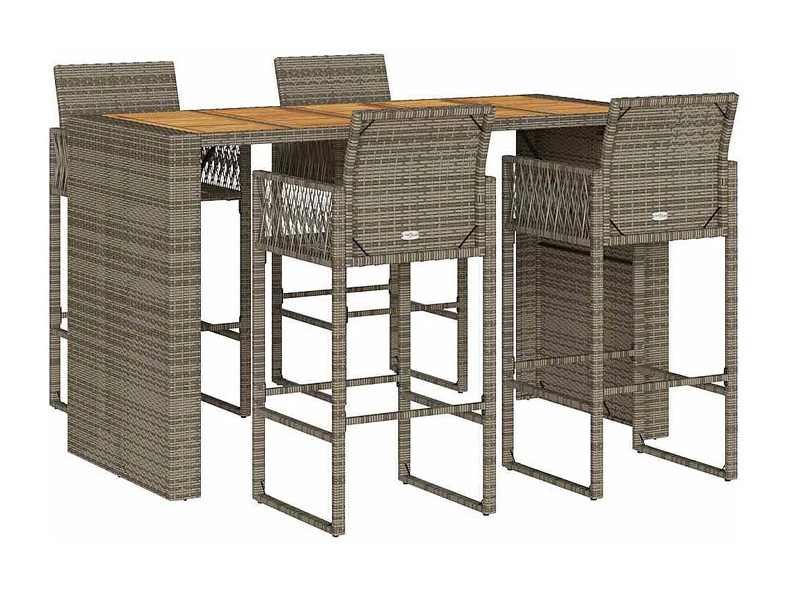 Ensemble de bar de jardin 5 pcs sans coussins gris poly rotin