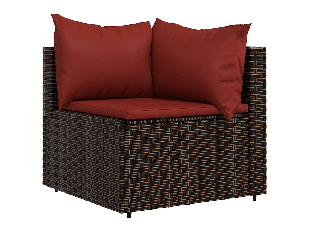 Salon de jardin 4 pcs avec coussins Marron Résine tressée