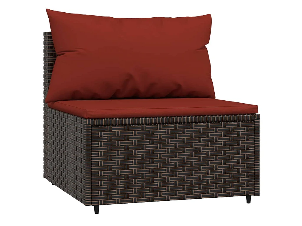 Salon de jardin 4 pcs avec coussins Marron Résine tressée