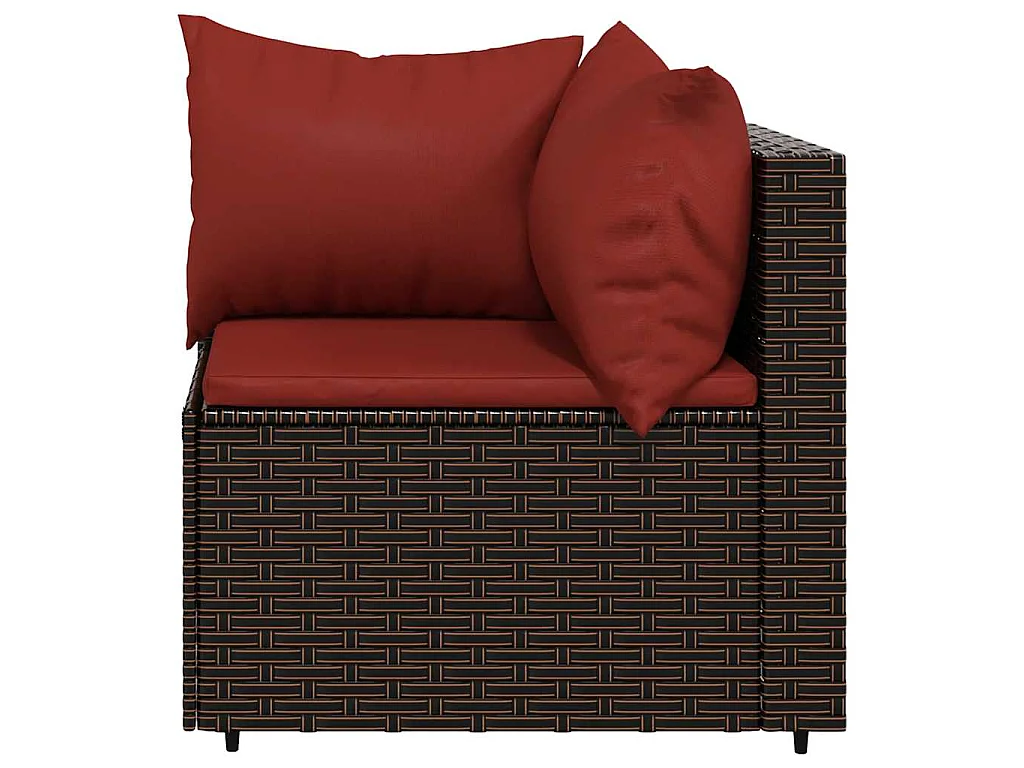Salon de jardin 4 pcs avec coussins Marron Résine tressée