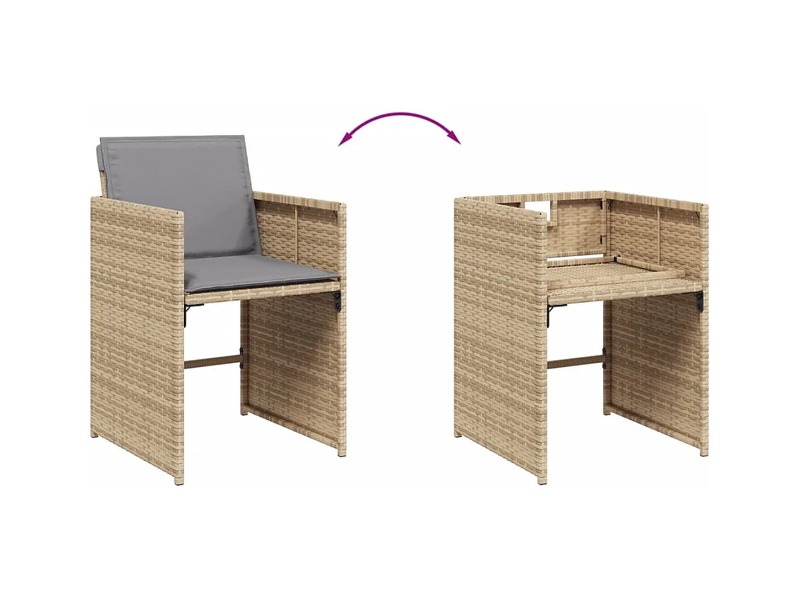 15-delige Tuinset met kussens poly rattan gemengd beige