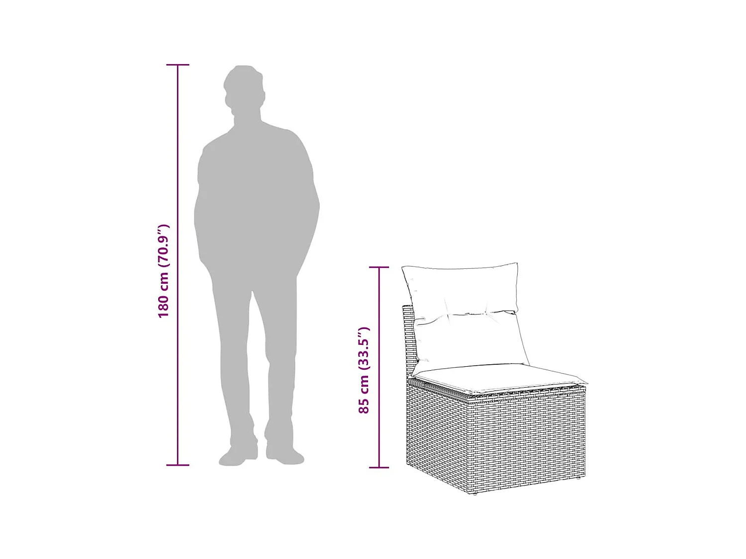 Salon de jardin 2 pcs avec coussins gris clair polyrotin acacia