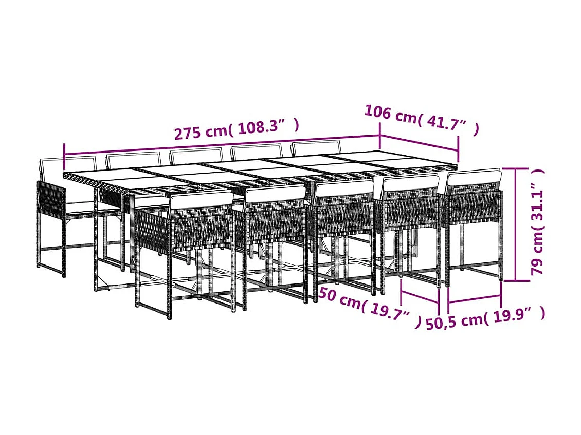 11-tlg. Garten-Essgruppe mit Kissen Beigemischung Poly Rattan