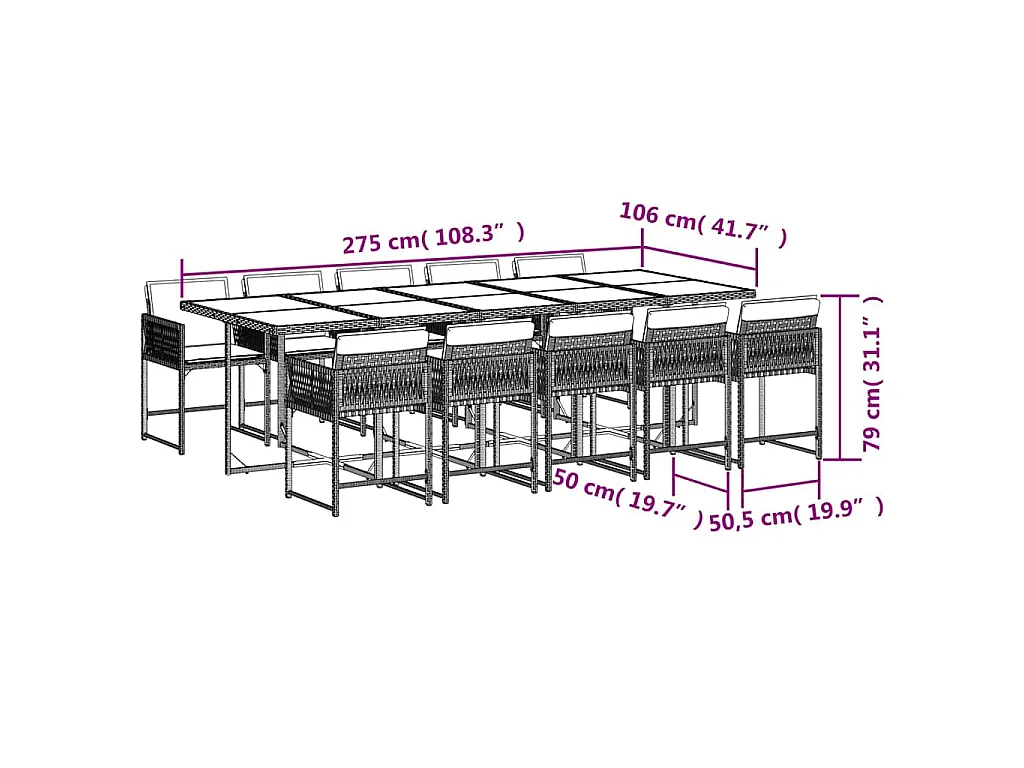 Ensemble à manger de jardin et coussins 11 pcs mélange beige
