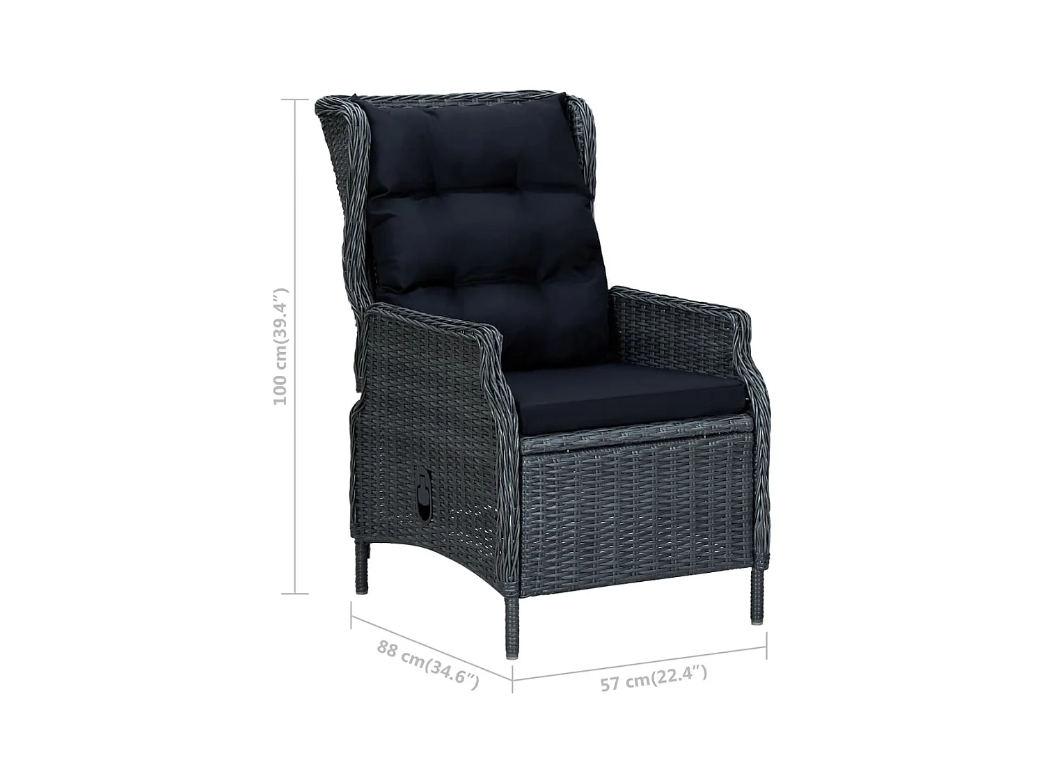 Ensemble à manger de jardin 7 pcs Gris foncé