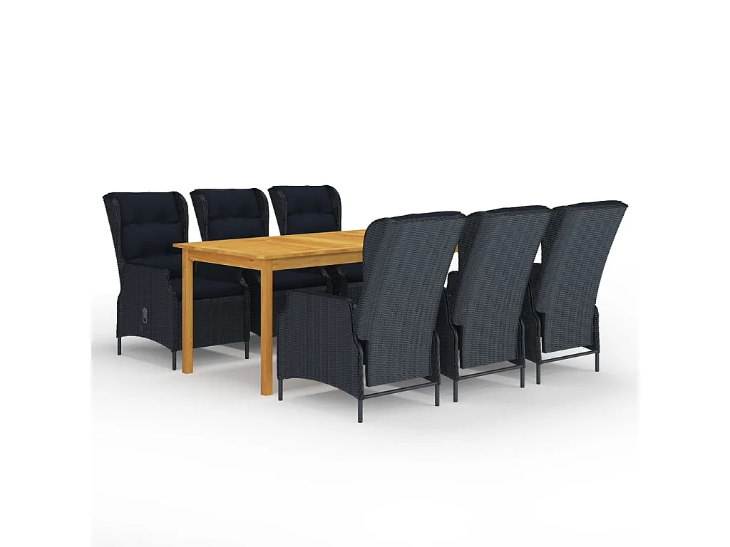 Ensemble à manger de jardin 7 pcs Gris foncé