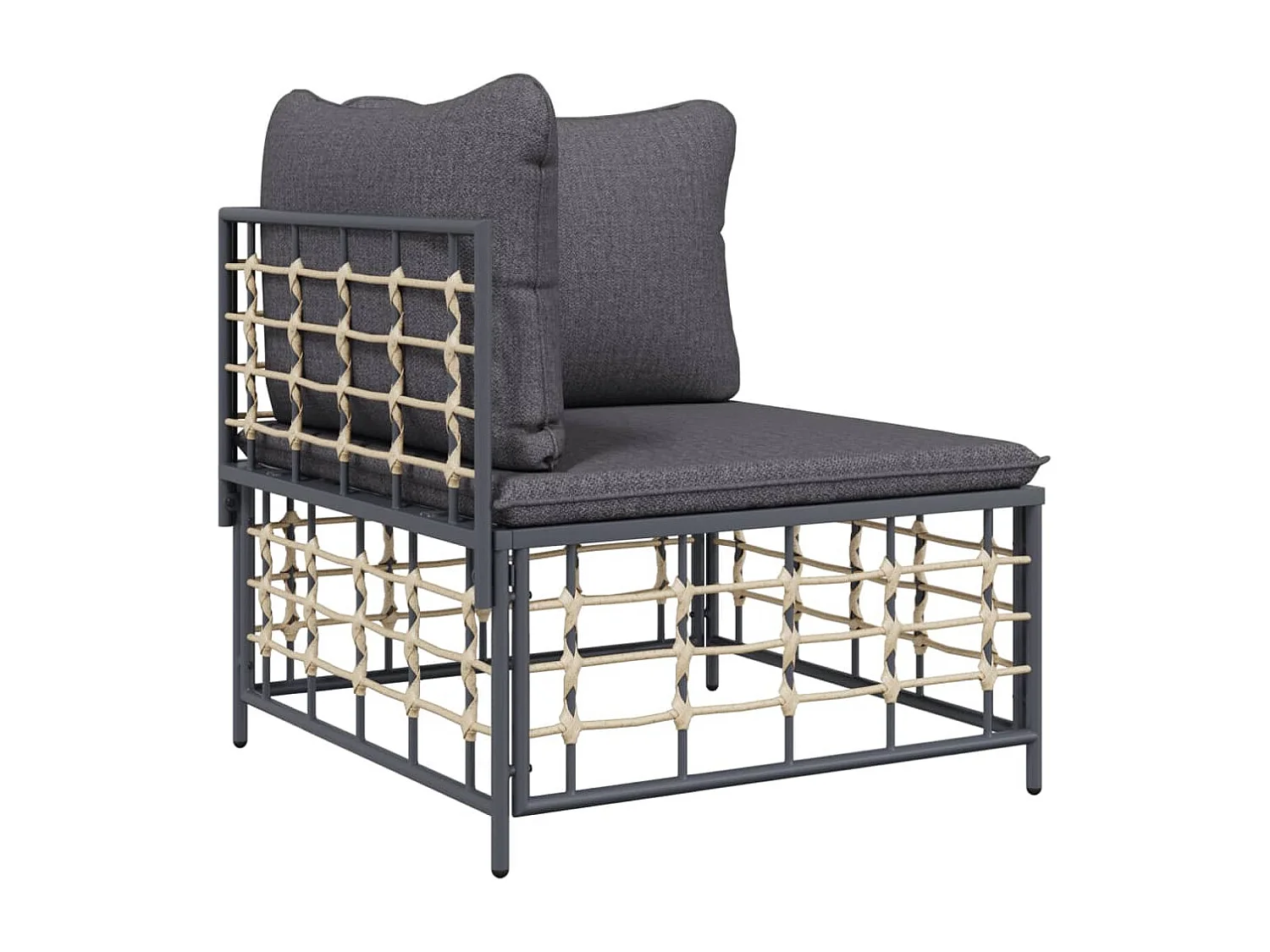 4-delige Loungeset met kussens poly rattan antracietkleurig