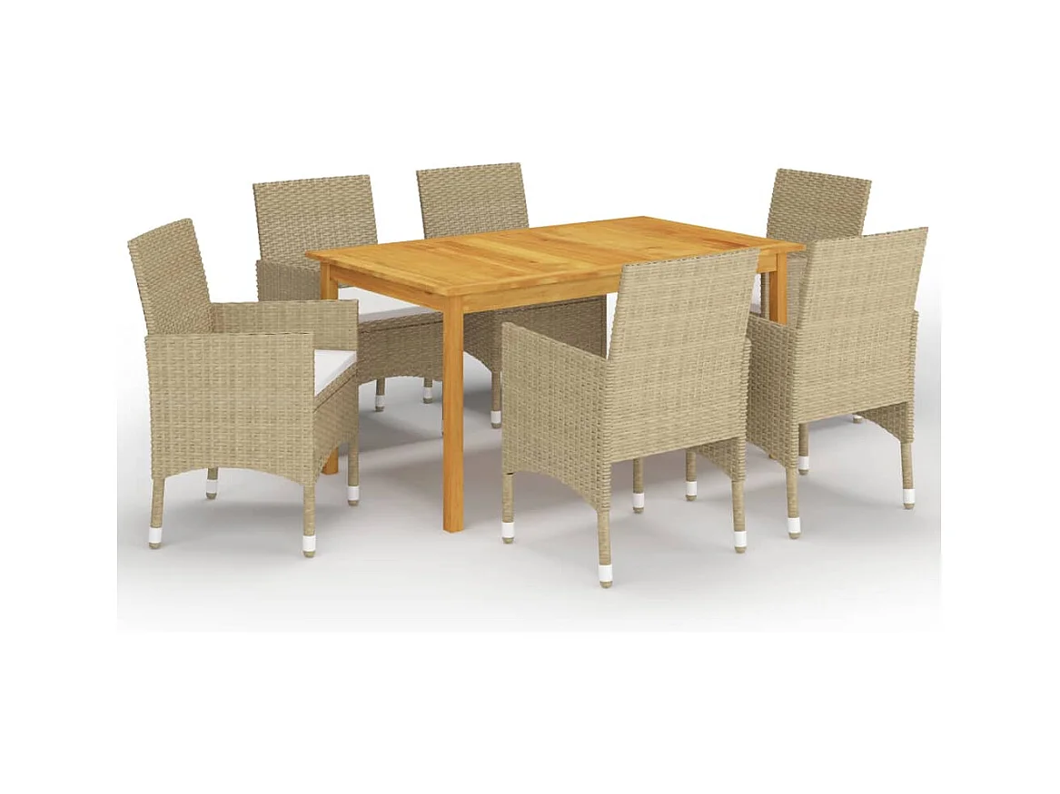 Ensemble à manger de jardin 7 pcs Beige