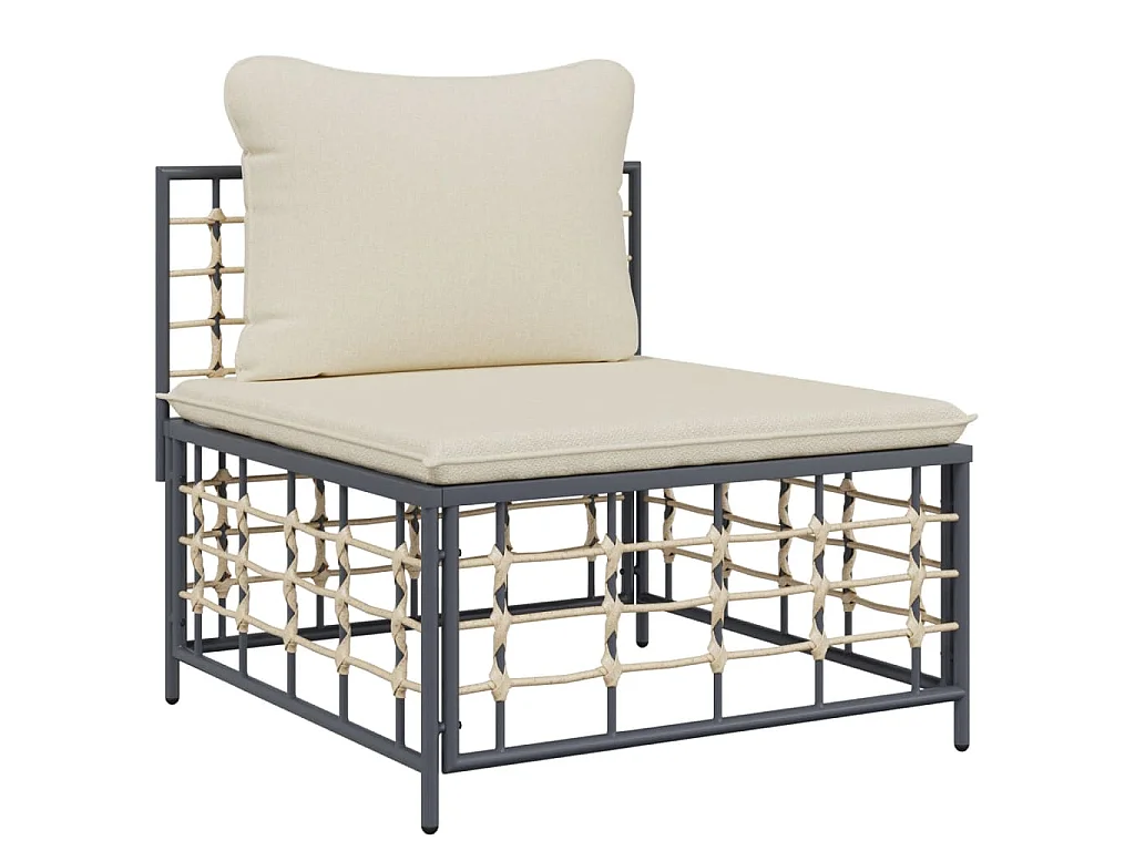 Set Divani da Giardino 5 pz con Cuscini Antracite in Polyrattan