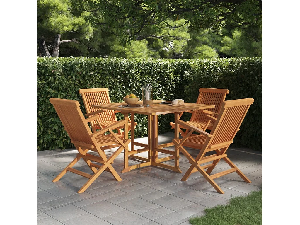 5-tlg. Garten-Essgruppe Klappbar Massivholz Teak