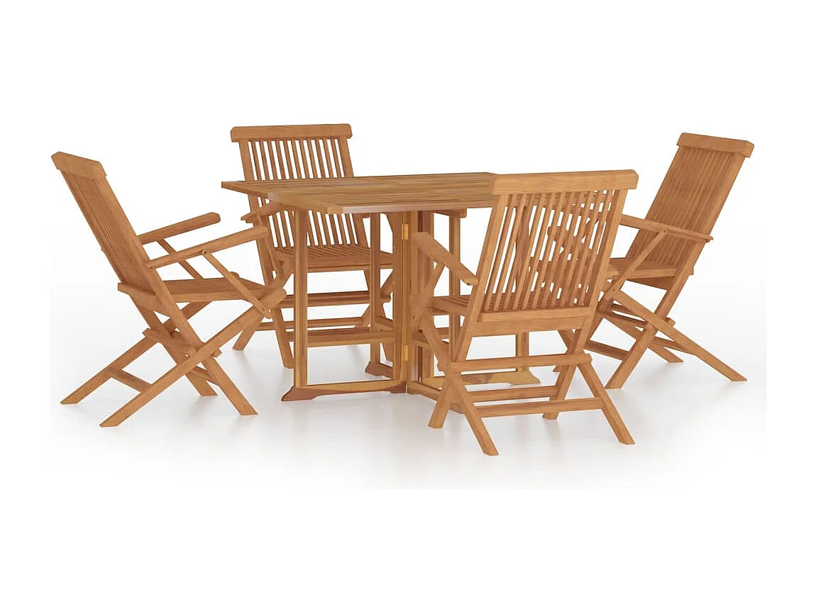 5-tlg. Garten-Essgruppe Klappbar Massivholz Teak