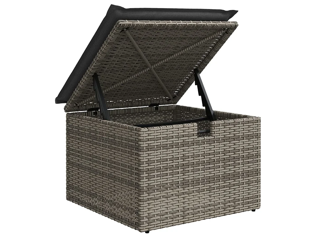 5-tlg. Garten-Sofagarnitur mit Kissen Grau Poly Rattan
