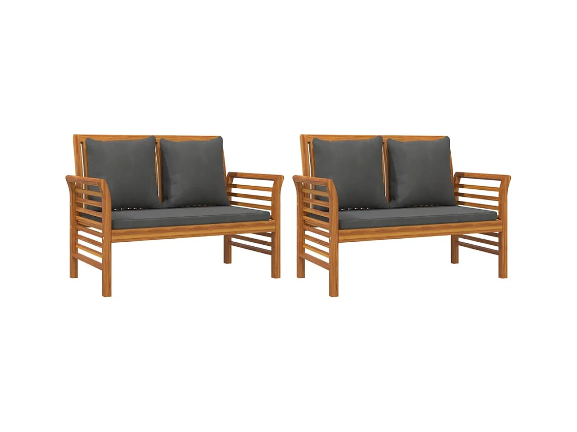 Salon de jardin avec coussins 5 pcs Bois d'acacia solide