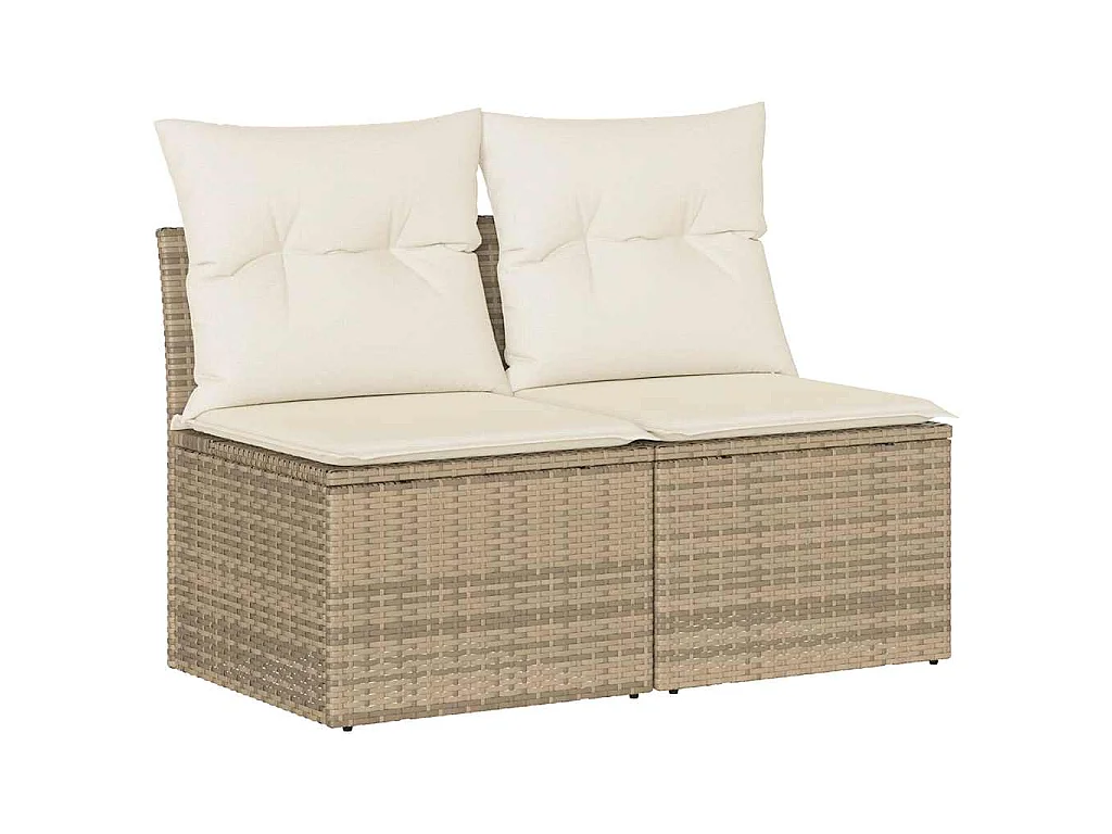 2-tlg. Garten-Sofagarnitur mit Kissen Beige Poly Rattan Akazie