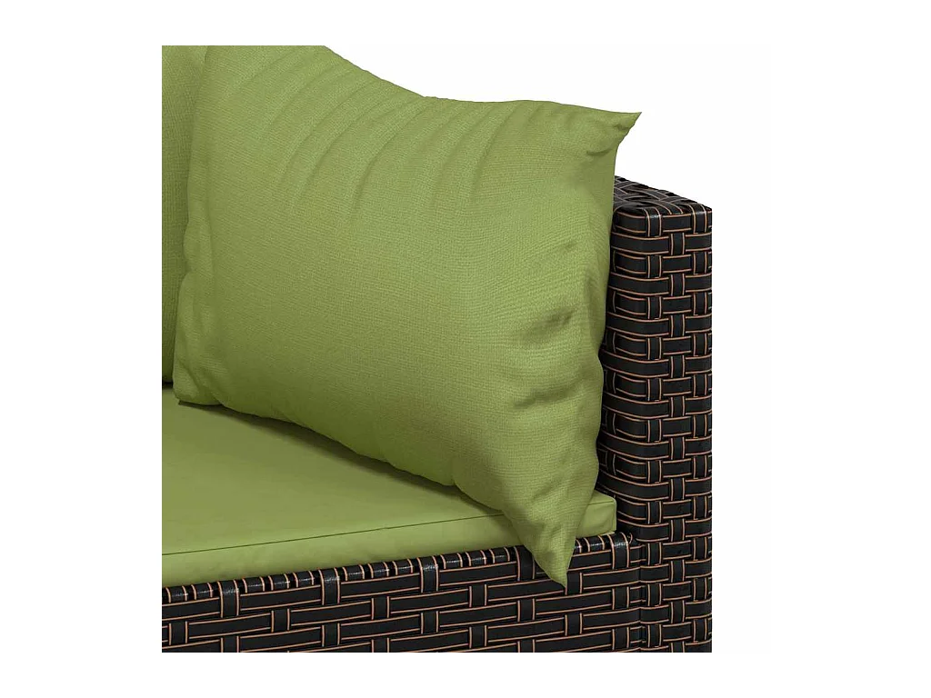 Salon de jardin 3 pcs avec coussins marron résine tressée