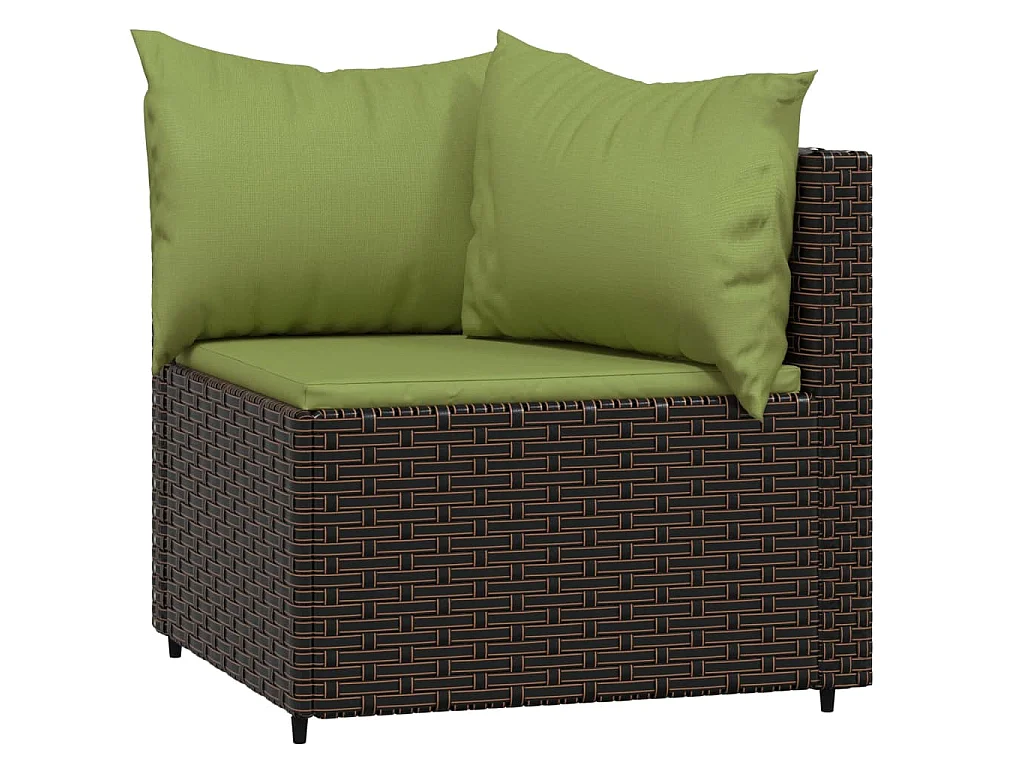 3-delige Loungeset met kussens poly rattan bruin