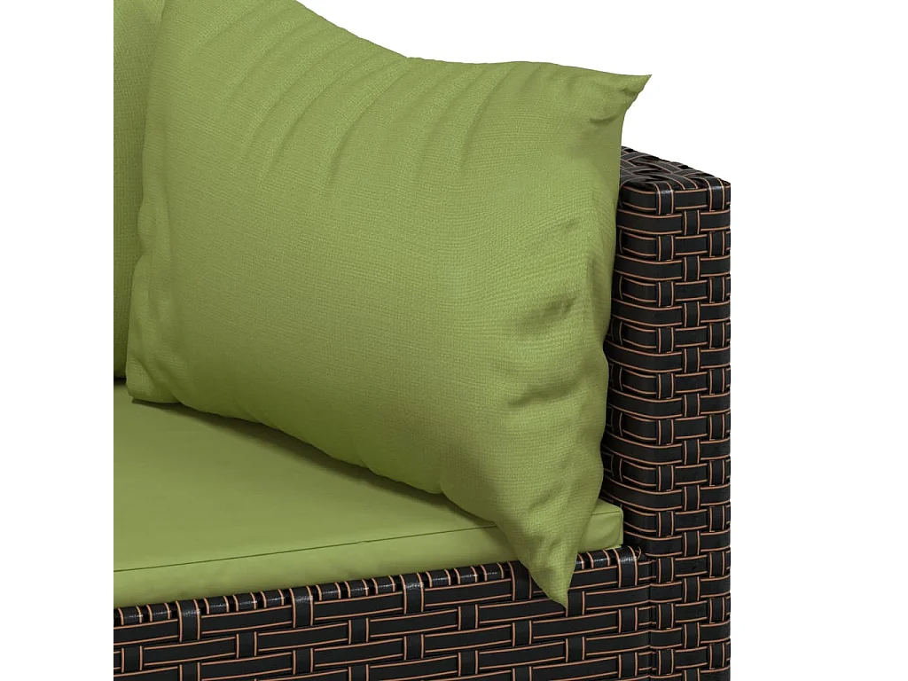 3-delige Loungeset met kussens poly rattan bruin