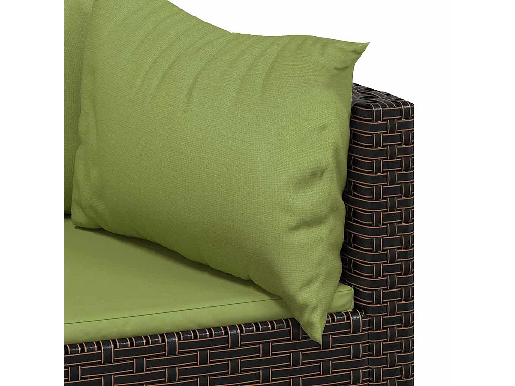 3-delige Loungeset met kussens poly rattan bruin