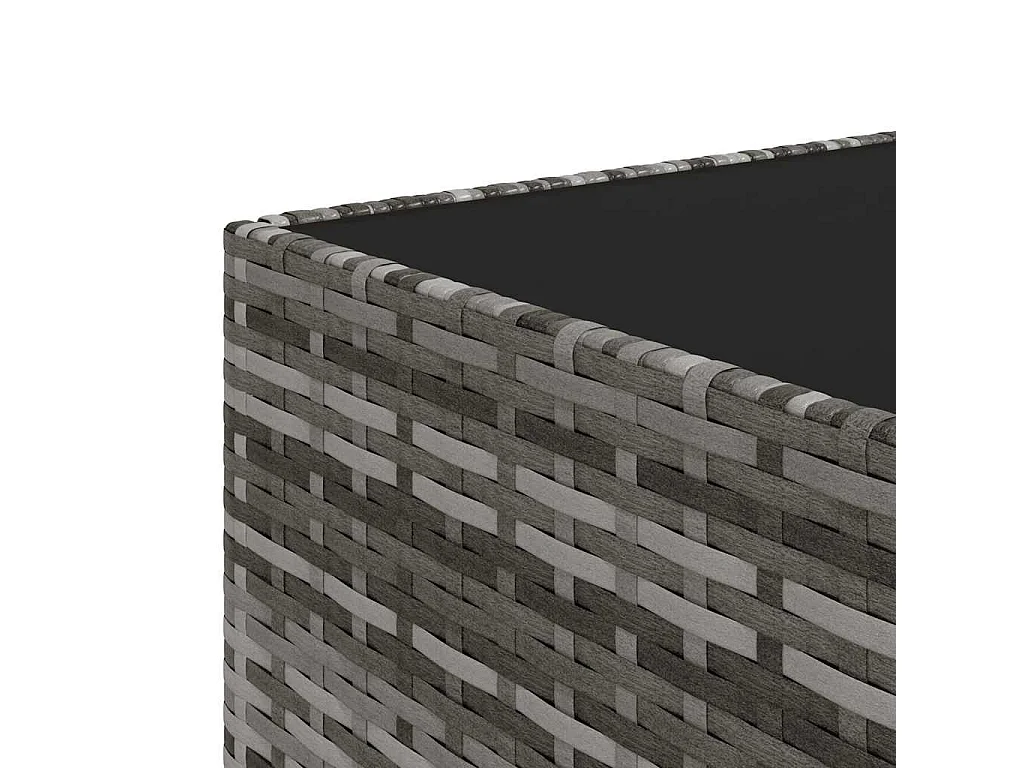 Salon de jardin 3 pcs avec coussins Gris Résine tressée