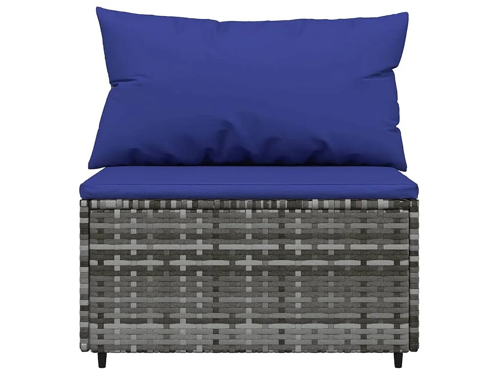 3-delige Loungeset met kussens poly rattan grijs