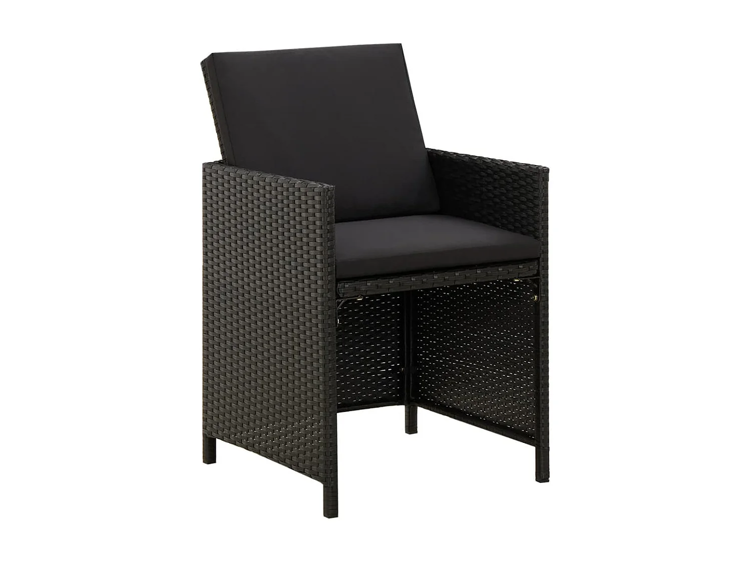 3 pcs conjunto de jantar para jardim com almofadões preto