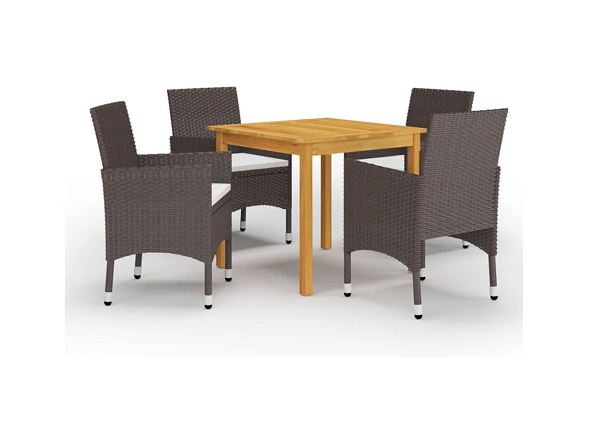 Ensemble à manger de jardin 5 pcs Marron