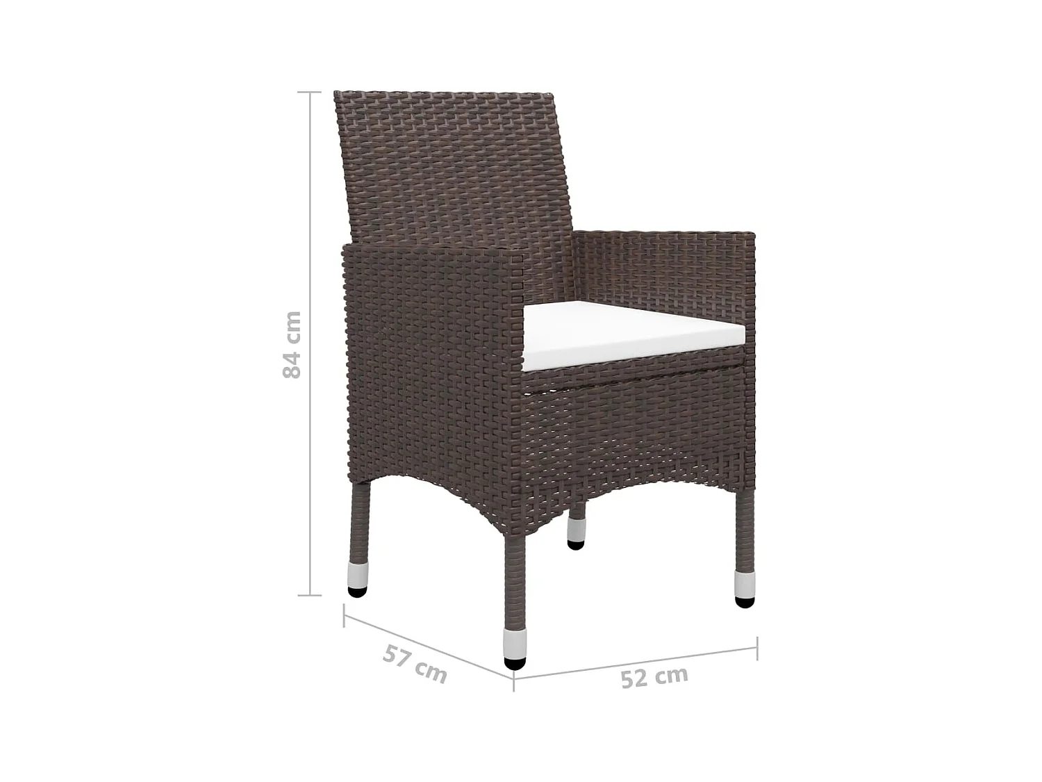 Ensemble à manger de jardin 5 pcs Marron