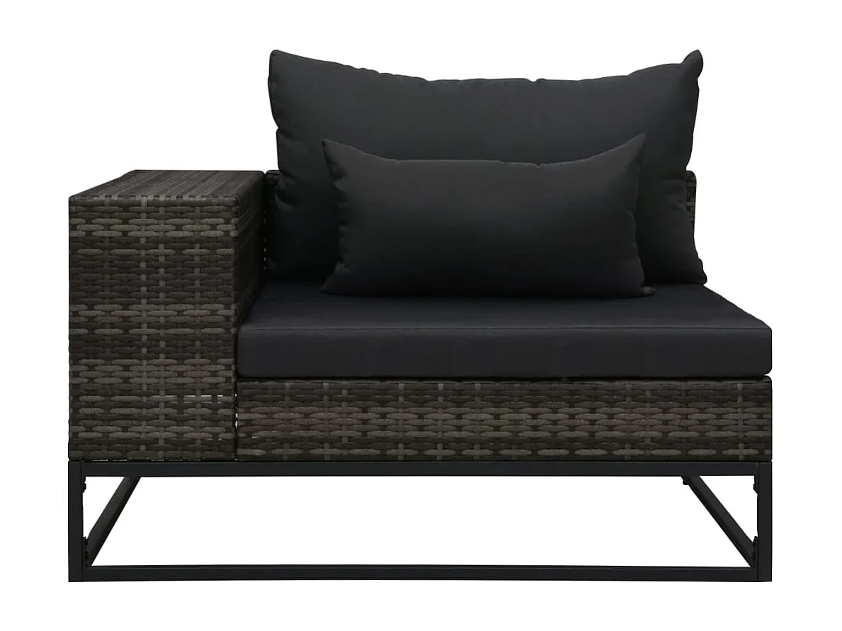 5-delige Loungeset met kussens poly rattan grijs