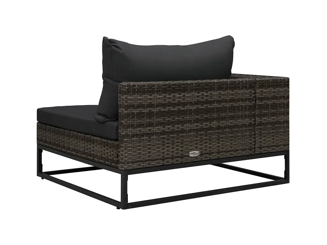 5-delige Loungeset met kussens poly rattan grijs