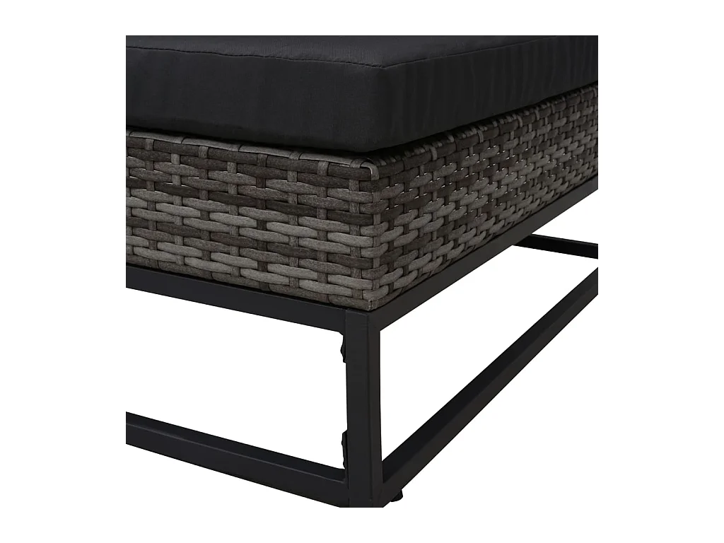 5-delige Loungeset met kussens poly rattan grijs