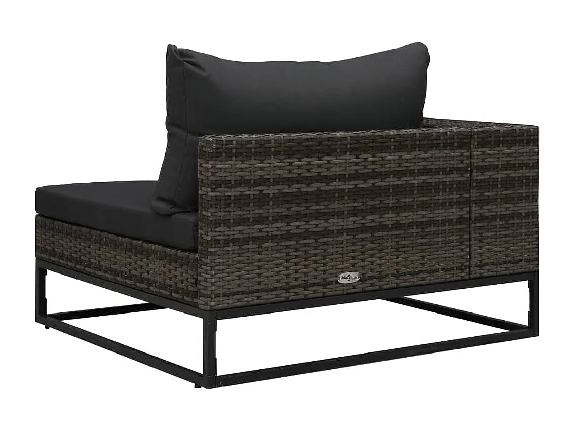 Salon de jardin 5 pcs avec coussins Résine tressée Gris